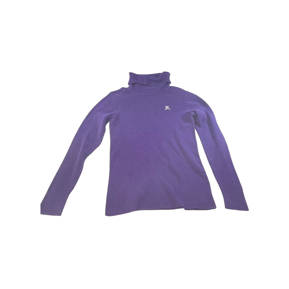 VTG Polo Jean Company Ralph Lauren Purple Ribbed Turtleneck Sweater‎ Large